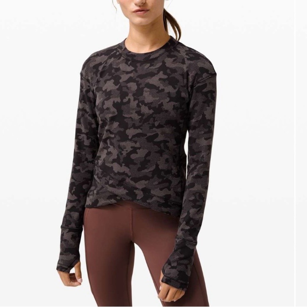 Lululemon Close to Crossing Rulu Long Sleeve Top Camo Gray 4 Active Athleisure